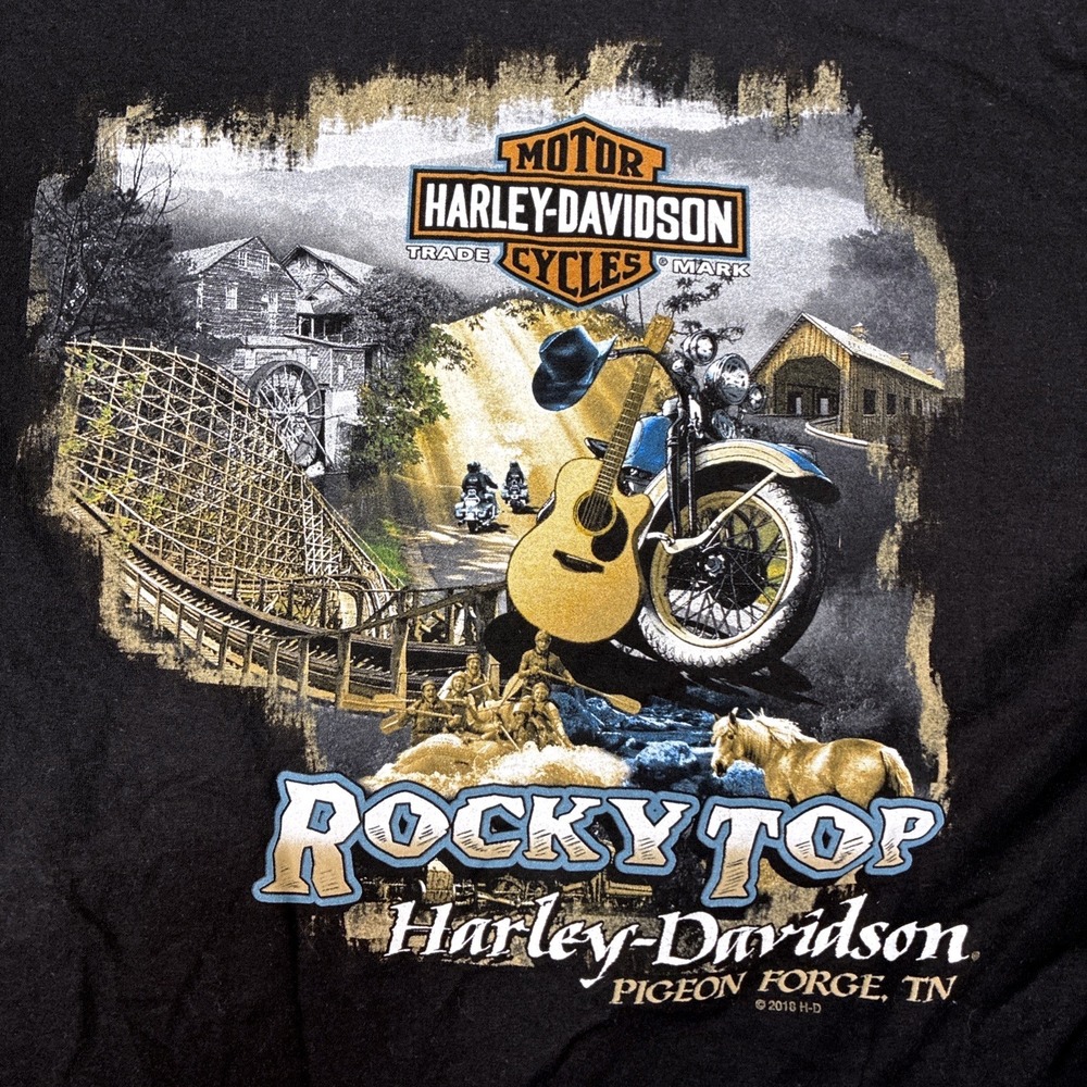 Harley-Davidson T Shirt Mens Size 2XL Black, Pigeon Forge, TN Graphic Ride Motor